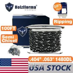 100FT Roll. 404.063'' Semi Chisel Ripping Saw Chain WT 40 Sets Connecting link