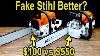 100 Knockoff Vs 550 Stihl Chainsaw Let S Settle This Cutting Speed Horsepower Cold Start RPM