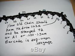 10 72JGX072G 20 Oregon Full Skip Skip Tooth chainsaw chains 3/8.050 72 DL