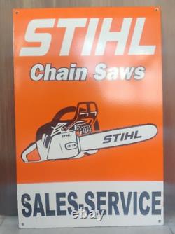 1950 Rare Vintage Stihl Chain Saw Garage Bar Porcelain Sign