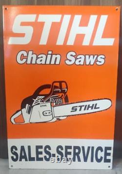 1950 Rare Vintage Stihl Chain Saw Garage Bar Porcelain Sign