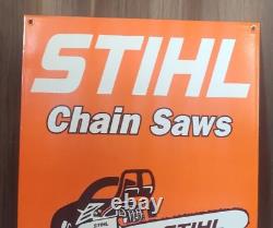 1950 Rare Vintage Stihl Chain Saw Garage Bar Porcelain Sign