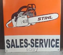 1950 Rare Vintage Stihl Chain Saw Garage Bar Porcelain Sign