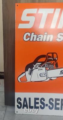 1950 Rare Vintage Stihl Chain Saw Garage Bar Porcelain Sign