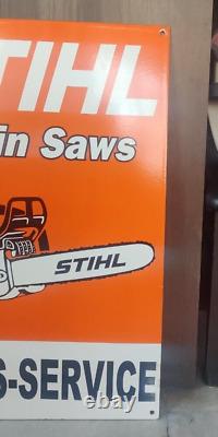 1950 Rare Vintage Stihl Chain Saw Garage Bar Porcelain Sign