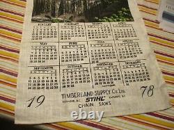 1978 Stihl Canada Chain Saws Dealership Large Cloth Calender Sign Vintage Retro