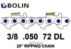 20 Chainsaw Chain fits 3/8.050 Gauge 72 DL RIPPING Repl A1EPRP-72