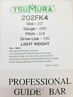 20 Tsumura Stihl MS440 Chainsaw Light Weight Bar & Chain 3/8.050 202FK4