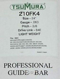 24 -25 TsuMura LIGHT WEIGHT Guide Bar 3/8-063-84DL fits Stihl WITH FREE CHAIN