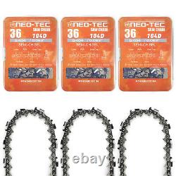3 Pack 36'' Saw Chains 0.404'' 0.063'' 104DL For Neotec NS805 36'' Bar 46RS 104