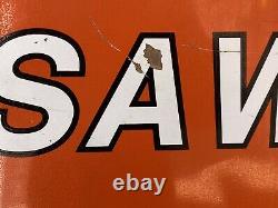 Authentic Vintage Stihl Chainsaw Sign Metal Scioto Double Sided 28x36 Chain Saw