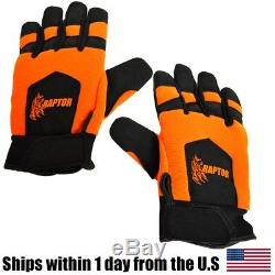 Chainsaw, Anti-Vibration, made with Kevlar, work gloves, mechanic large orange