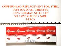 Copperhead 5-Pack 33RM3-66 18 Chain Replaces Stihl 3662 005 0066 3/8.050 66dl
