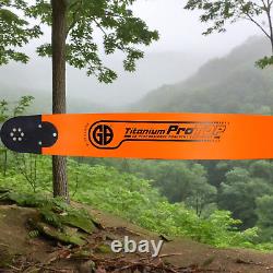 GB Titanium 28 Bar + 3-pack Duke's 3/8 Hard Chrome Chain Fits Stihl Mount