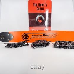 GB Titanium 32 Bar + 3-pack 3/8 Duke's Hard Chrome Chain, Fits Stihl
