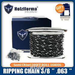 Holzfforma 100FT 1640DL Roll 3/8.063'' Semi Chisel Ripping Saw Chain