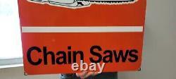 Large Old Vintage Double Sided Stihl Chain Saws Porcelain Heavy Metal Sign