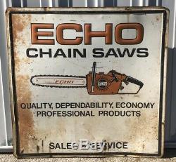 Large Vintage Echo Chainsaw Chain Saw Embossed Sign / Not Stihl / Gas Oil