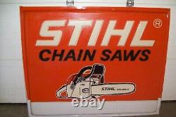 Large Vintage Stihl Chain Saws 48x60 Embossed Plastic Sign no damage nice