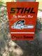 Large Vintage Stihl The World's Best Chain Saws Farm Tool Gas Oil 30 Metal Sign