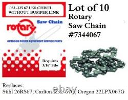Lot of 10 Rotary #7344067 Saw Chain. 063.325 67 LKS CHISEL WITHOUT BUMPER LINK
