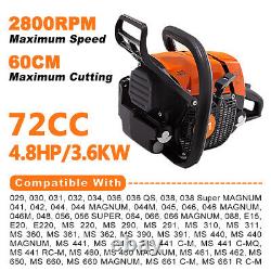 MS380 72cc Top Handle Chainsaw Gas Power Head For Stihl MS381 Fit 24/36in Bar