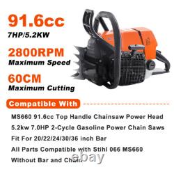MS660 91.6cc Top Handle Chain Saws Gasoline Power Head Fit For 20/22/24/36in Bar