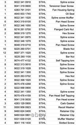 NEW OEM STIHL Parts Big Lot 150 + pieces Hardware Chainsaw