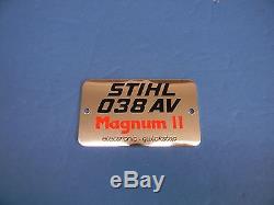 Name Tag For Stihl 038 Av Magnum 2 Electronic Quickstop Chainsaw New - Dr60