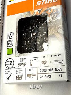 New STIHL 20 Light 04 Bar & 2 Chain Kit No. 6.325.063 81 MS 261 271 3 in 1