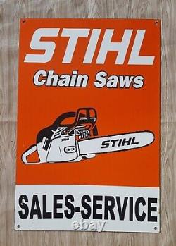 OLD VINTAGE STIHL CHAIN SAWS 30x20 HEAVY PORCELAIN ENAMEL SIGN