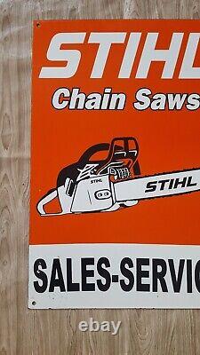 OLD VINTAGE STIHL CHAIN SAWS 30x20 HEAVY PORCELAIN ENAMEL SIGN