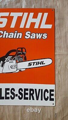 OLD VINTAGE STIHL CHAIN SAWS 30x20 HEAVY PORCELAIN ENAMEL SIGN