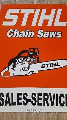 OLD VINTAGE STIHL CHAIN SAWS 30x20 HEAVY PORCELAIN ENAMEL SIGN