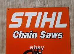 OLD VINTAGE STIHL CHAIN SAWS 30x20 HEAVY PORCELAIN ENAMEL SIGN