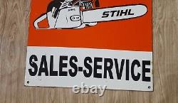 OLD VINTAGE STIHL CHAIN SAWS 30x20 HEAVY PORCELAIN ENAMEL SIGN