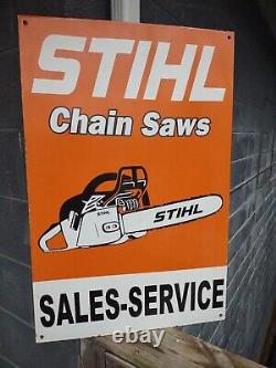 Rare Large Vintage Stihl Chain Saws Porcelain Gas Oil Agriculture Sign