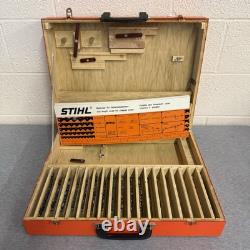 Rare Stihl Oilomatic Chiansaw Chain Guide Diagram With Wood Case 3800-003-6500