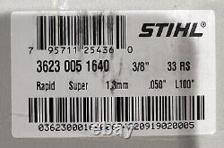 STIHL 33RSC 100R SAW CHAIN RAPID SUPER LV 3/8-050 Bulk Box 100' OEM Part NEW