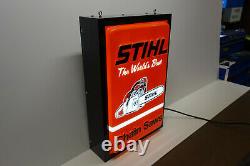 STIHL CHAIN SAWS ILLUMINATED Dealer Counter Sign 24 X 16 FANTASTIC PIECE