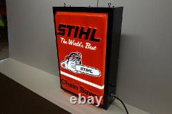 STIHL CHAIN SAWS ILLUMINATED Dealer Counter Sign 24 X 16 FANTASTIC PIECE