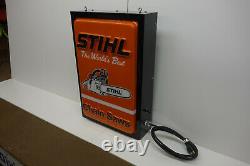 STIHL CHAIN SAWS ILLUMINATED Dealer Counter Sign 24 X 16 FANTASTIC PIECE