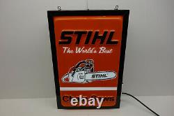 STIHL CHAIN SAWS ILLUMINATED Dealer Counter Sign 24 X 16 FANTASTIC PIECE