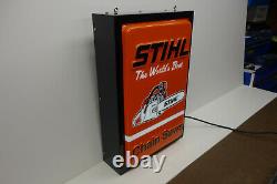 STIHL CHAIN SAWS ILLUMINATED Dealer Counter Sign 24 X 16 FANTASTIC PIECE