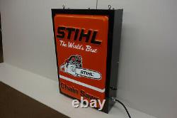 STIHL CHAIN SAWS ILLUMINATED Dealer Counter Sign 24 X 16 FANTASTIC PIECE