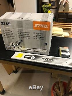 STIHL MS 661 CHAINSAW NEW with box tools manual 28 and 25 bar with 6 chains