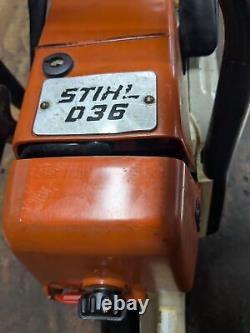 Stihl 036 OEM Red Lever Chainsaw Professionally Serviced Runs A1 Great Shape Saw