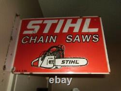 Stihl Chain Saw porcelain flange sign 16'w x 11h