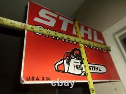 Stihl Chain Saw porcelain flange sign 16'w x 11h