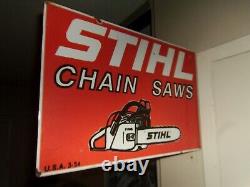 Stihl Chain Saw porcelain flange sign 16'w x 11h